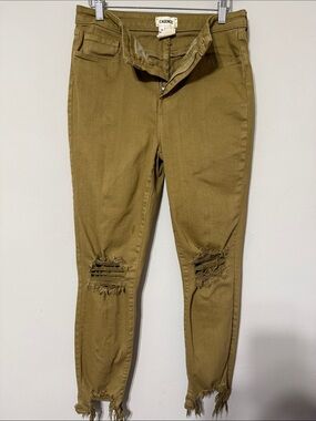 L'AGENCE Olive Green Distressed Skinny Jeans